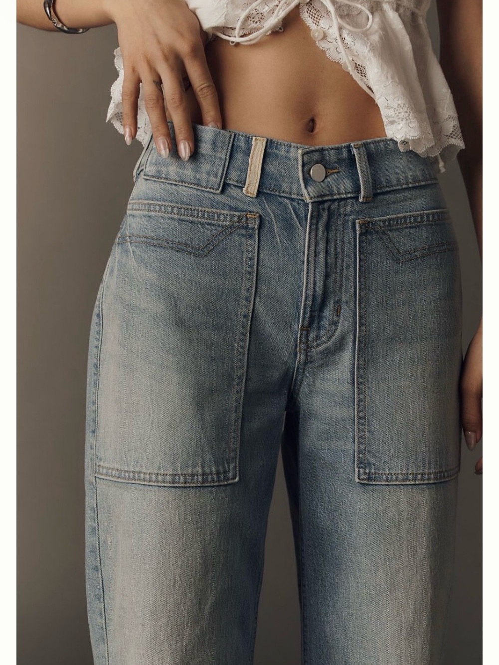 Pilcro Wide-Leg High-Rise Cropped Jeans - Light Blue Wash - Picture 3 of 6